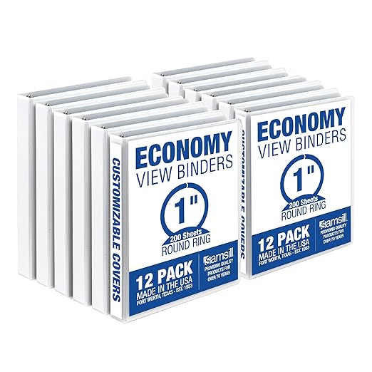 Samsill 1 Inch 3 Ring Binders, Made in USA, Economy Round Ring, 200 Sheet by Samsill
