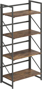 JSB No Assembly Folding Bookshelf, 4 Tier Industrial Metal Book Shelf - Image 6