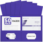 Two Pocket Folders, RAZCC 50 Pack 2 Pocket Folders Fit Letter Size Paper by RAZCC