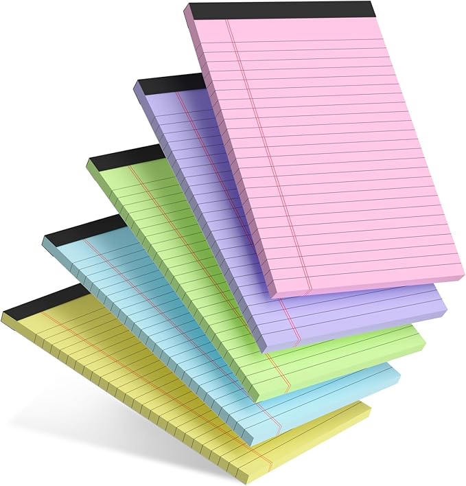 AILZFEI 5pcs Colored Note Pads 5x8 College Ruled Small Legal Pads Paper by Unknown