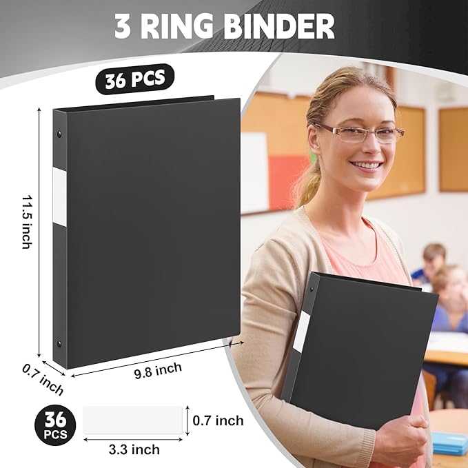 Henoyso 36 Pcs 3 Ring Binder 0.5 Inch Round Fits Letter Size 8.5'' x 11'' Paper - Image 3