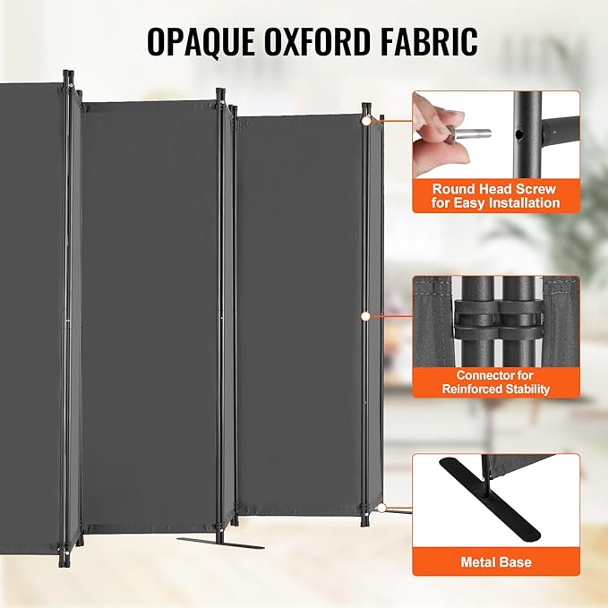 VEVOR Room Divider, 6 Panel Room Divider, Folding Privacy Screen and Portable - Image 3