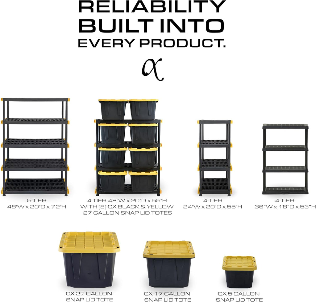 cx 4-tier heavy duty plastic storage shelves for, view 9