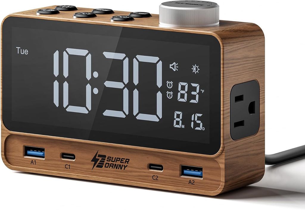 superdanny alarm clock with pd 20w, 4 usb, main product view
