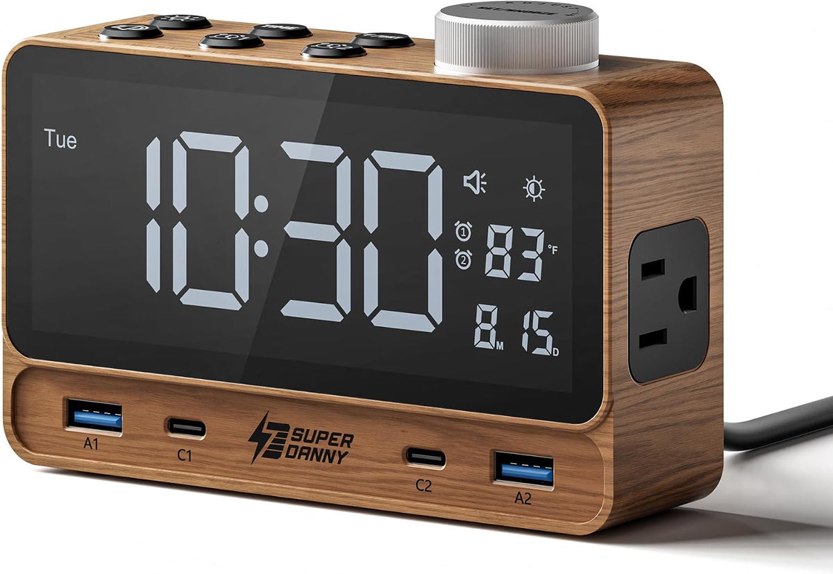 superdanny alarm clock with pd 20w, 4 usb, main product view