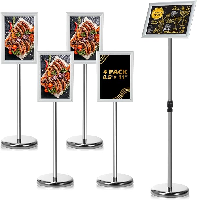 LEIFIDE 4 Pack Sign Holder Stand 8.5 x 11'' Adjustable Heavy Duty Pedestal by LEIFIDE