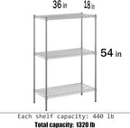 Regal Altair 18" Deep x 36" Wide x 54" Height Wire Shelving Kit | 3-Tier | NSF - Image 3