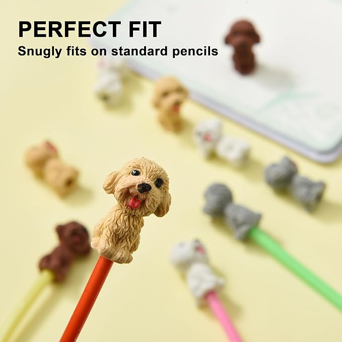 24Pcs Pencil Top Erasers for Kids, Dog Pencil Erasers Toppers Bulk, Cute Cap - Image 4