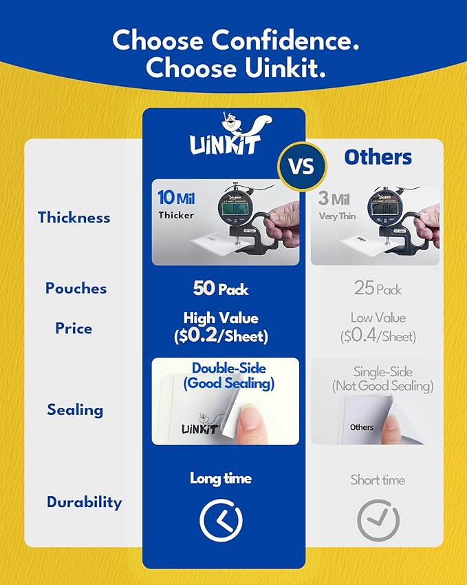 Uinkit 10Mil Self-Sealing Laminating Pouches Business Card Size, - Image 4