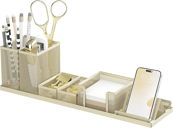 SUPEASY Pen Holder for Desk, 6 Piece Mesh Desk Organizer set for Office by SUPEASY