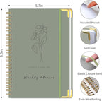 Undated Weekly Planner with Metal Corner Hardcover Notebook, A5 Size Journal - Image 2