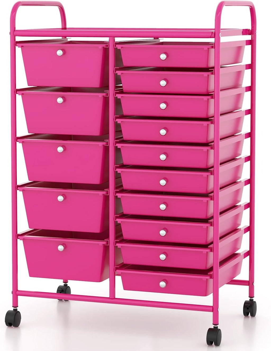 COSTWAY 15-Drawer Rolling Storage Cart, Mobile Utility Cart
