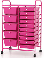 COSTWAY 15-Drawer Rolling Storage Cart, Mobile Utility Cart by COSTWAY