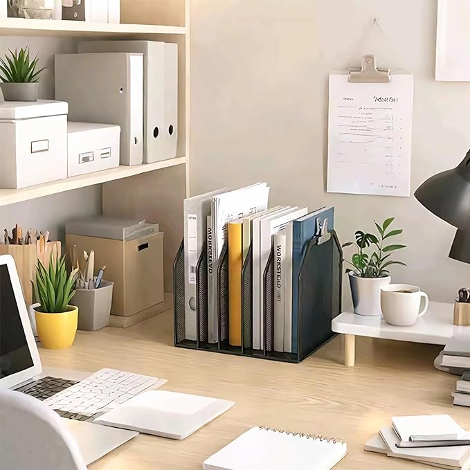 ASIFMTHOT 5 Vertical Desk Mail Organizer, Metal Mesh Desktop File Organizer - Image 7