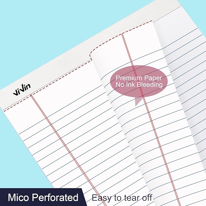 ViVin 5 x 8 Inch Legal Pads, 6 Pack, Narrow Ruled, 50 Sheets Per Writing Pad - Image 4