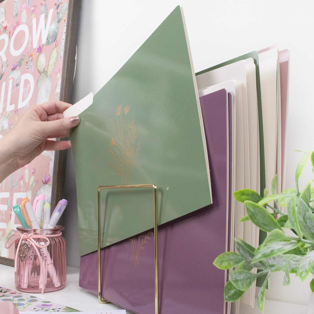 bloom daily planners Decorative File Folders - Set of 12 Letter Size (8.5” x 11”) Organizers, 1/3 Cut Tabs - Aesthetic Folders for School & Office - Gold Foil Florals
