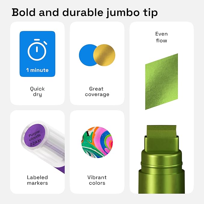 ARTISTRO 20 Poster Markers Jumbo Set Acrylic Markers - Image 3