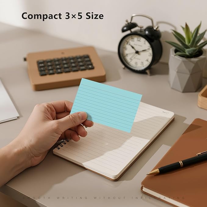 250 Count Index Cards 3 x 5 Inch, Heavyweight Blue Lined Note Cards Portable - Image 4