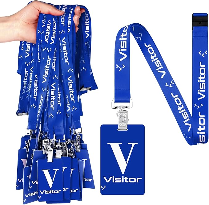PerKoop 25 Pack Visitor Badge Lanyards Volunteer Badge Holder by PerKoop