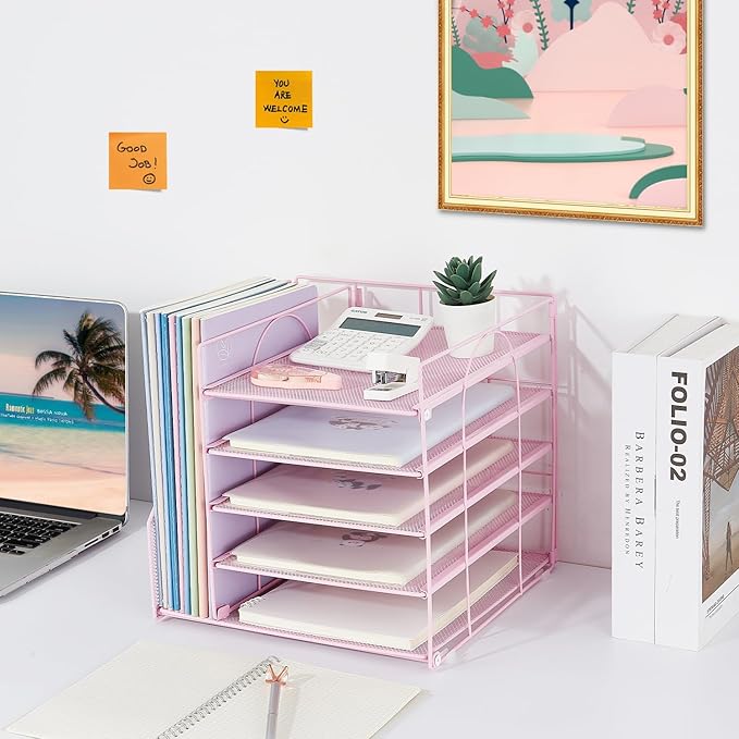 LEKETREE Desk Organizers and Accessories, 5-Tier Paper Letter Tray Organizer - Image 6