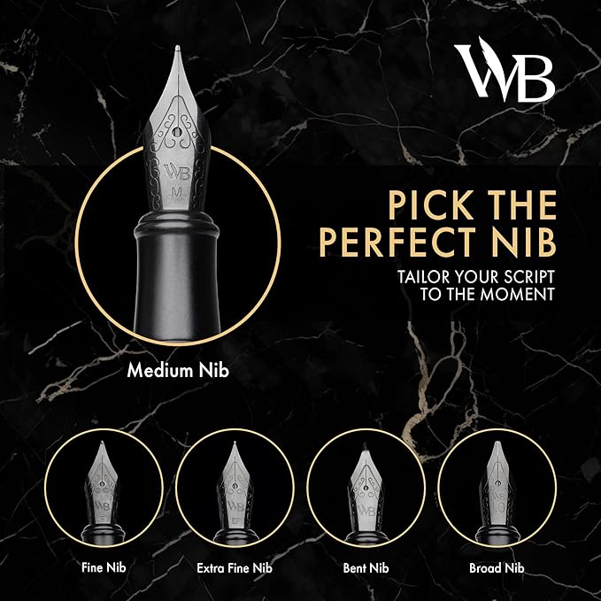 Wordsworth & Black Fountain Pen Set, Fine Nib, Includes 24 Pack Ink Cartridges - Image 4