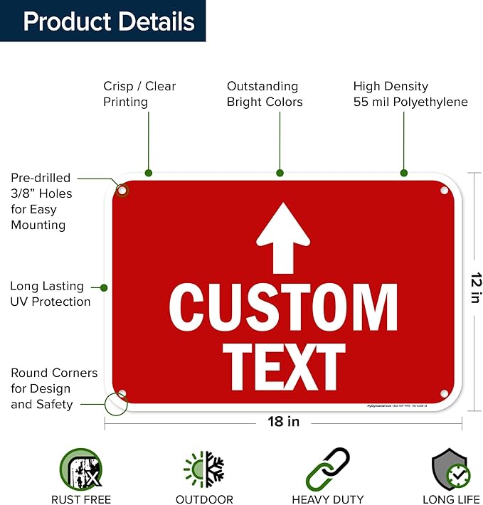 Custom Arrow, Custom Directional Sign, Up Arrow, 12x18 Inches, 55 mil thick - Image 6