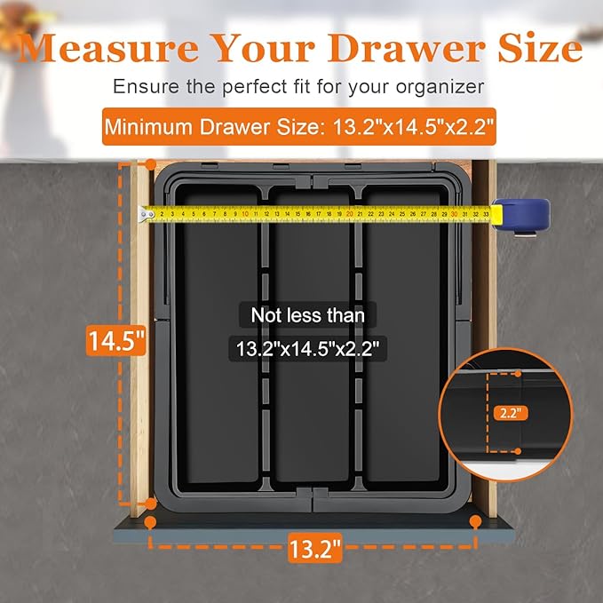 Spaclear Large Utensil Drawer Organizer Expandable Silverware Organizer - Image 5