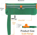 Firbon A4 Paper Cutter, 12 Inch Paper Trimmer with Extened Ruler, Green | 12 Sheet Capacity | CM & Inch Scale | Spring-Loaded Safe Blade | Cuts Cardstock, Vinyl, Coupons, Labels & Scrapbooking Crafts