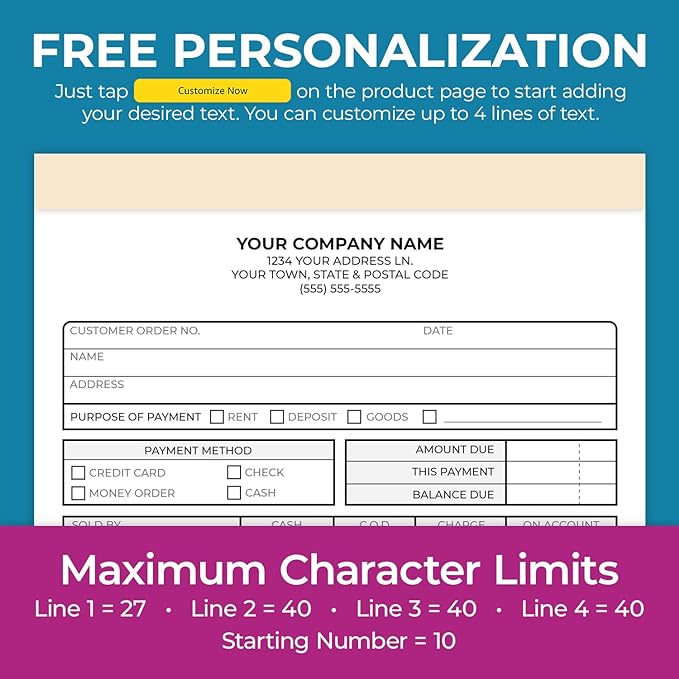 Custom 5.5" x 8.5" Carbonless NCR Books in 2-Part Duplicate Invoices, Work - Image 4