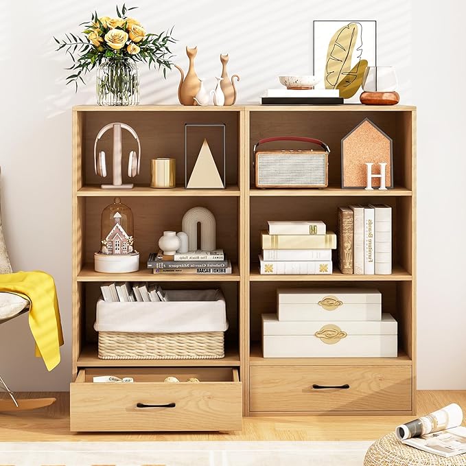 LOKO 4-Tier Bookcase with Storage Drawer, Modern Organizer Display Storage - Image 5