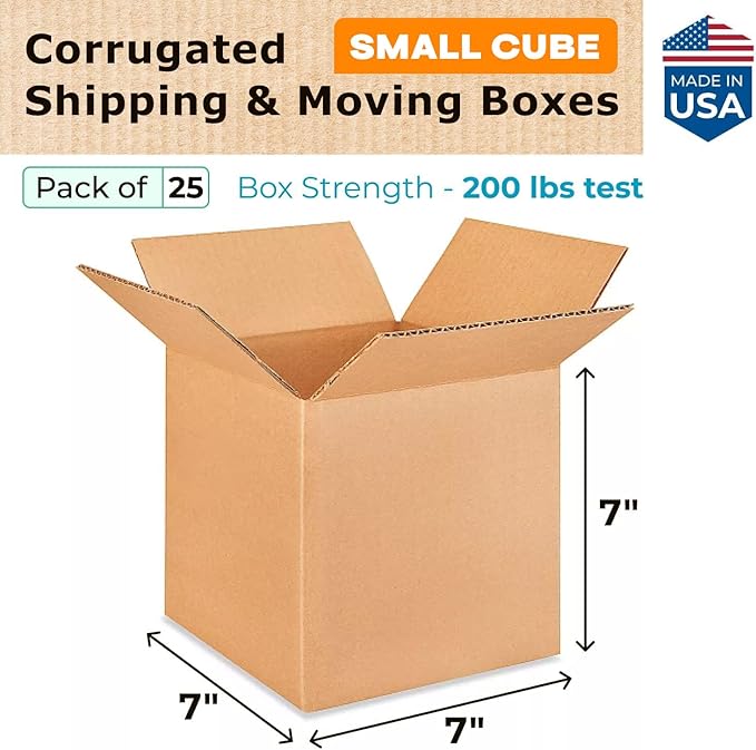 Small Cube Moving & Shipping Boxes 7"L x 7"W x 7"H - Image 2