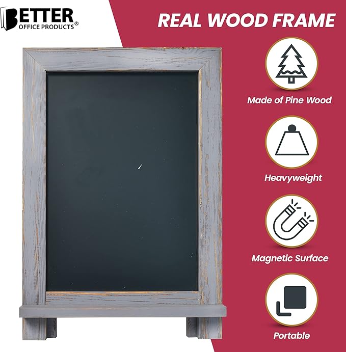 Better Office Products Framed Tabletop Chalkboard Sign, 9.5" x 14", Rustic Wood - Image 4