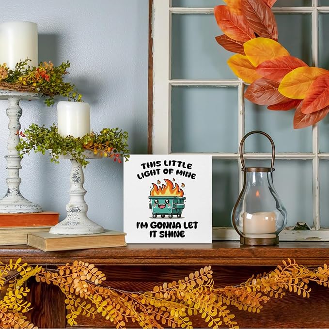 Funny Office Decor, Funny Office Gifts, Dumpster and Fire Wood Box Sign - Image 5