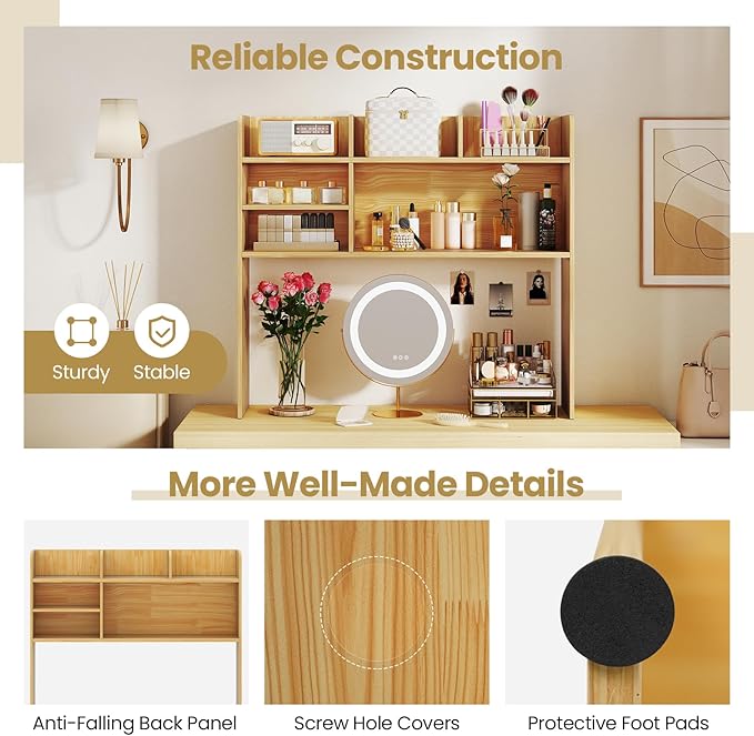 Tangkula Desktop Bookshelf for Computer Up to 32”, 37” Countertop Storage Hutch - Image 9