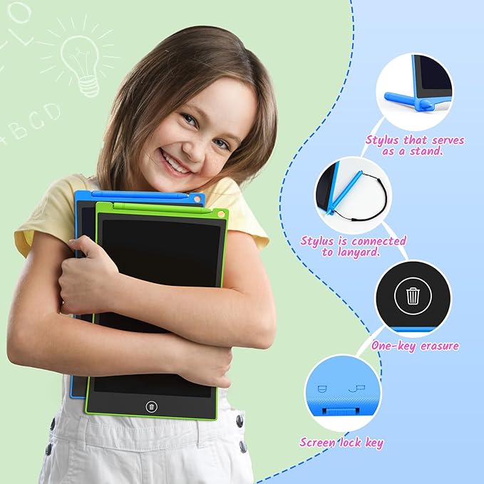 TECJOE 2 Pack LCD Writing Tablet, 10 Inch Colorful Doodle Board Drawing Tablet - Image 2