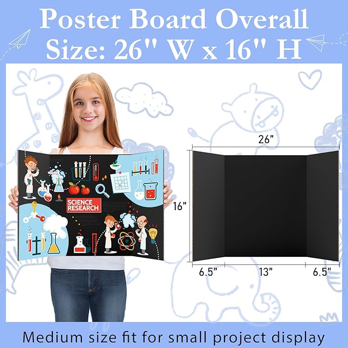 AKONEGE 12Pcs Medium Trifold Poster Board, Presentations, Science Fair - Image 2