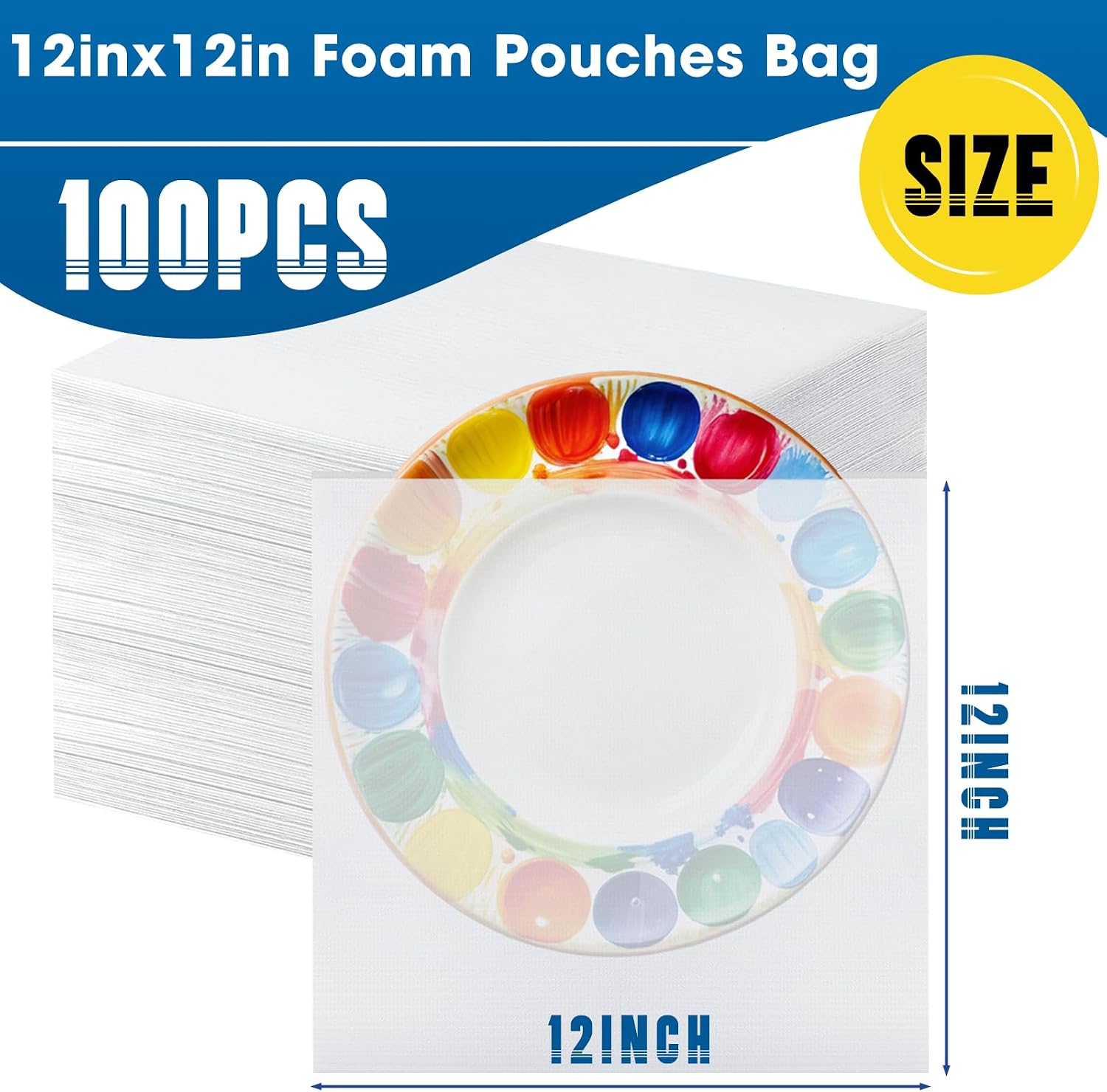 EPHECH 100PCS 12" x 12" Cushion Foam Pouches for Moving & Packing | Double-Layer PO Films Foam Pouches | Reusable Cushion Bags for Moving, Shipping, Dishes, Books, Frames & Fragile Items