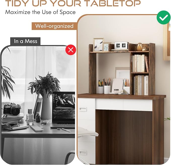 Tangkula Desktop Bookshelf, Countertop Storage Hutch - Image 8