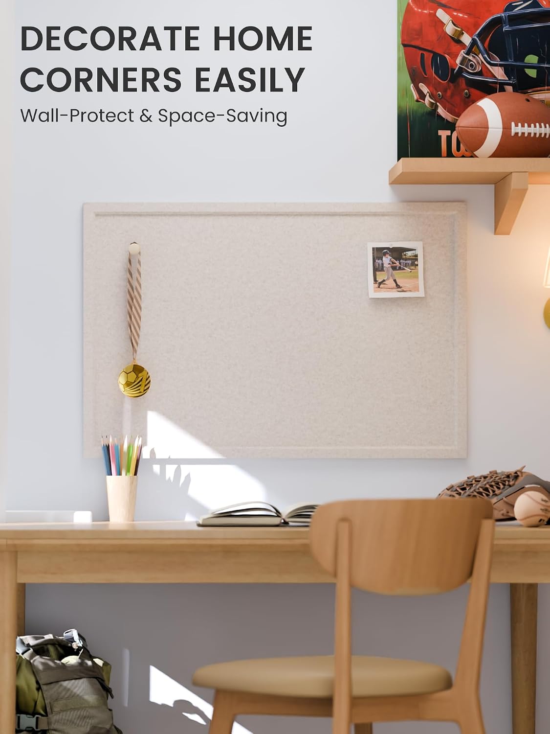 Fluxynara Framed Felt Bulletin Board, 35.4" x 23.6", Oatmeal