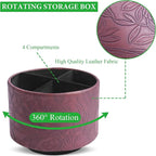 Hennaja Round Leather Art Supply Organizer, Remote Control Holder, 360 Degree - Image 3