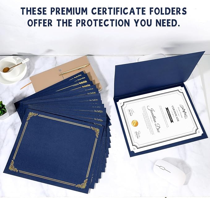 gisgfim 15Pcs Certificate Holders Diploma Covers Single Sided Gold Foil Border - Image 5