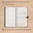 POPRUN 2026 Recycled Weekly Planner 12 Months Pocket Size - Image 3