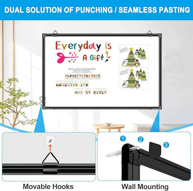 H-Qprobd 48"x24" Magnetic White Board Dry Erase Wall Mount Whiteboard - Image 4