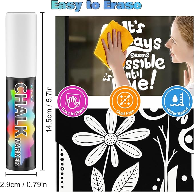 FansArriche White Chalk Markers, 15mm Jumbo Car Window Markers - Image 4