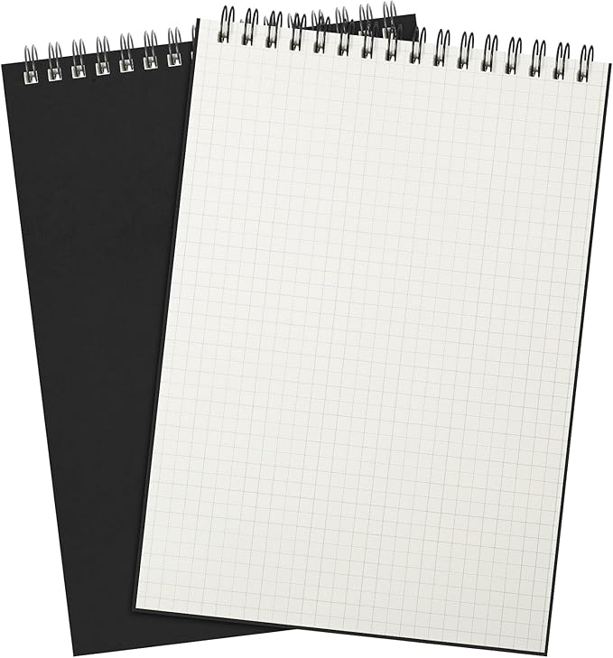 Engrowtic 2 Pack Graph Paper Spiral Notepad A5 Top Wirebound Notepad Grid by Engrowtic