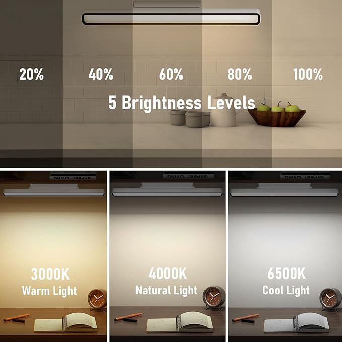XmnSoly Desk Light Bar, 16.5in Magnetic Rechargeable LED, 6000K Color - Image 2