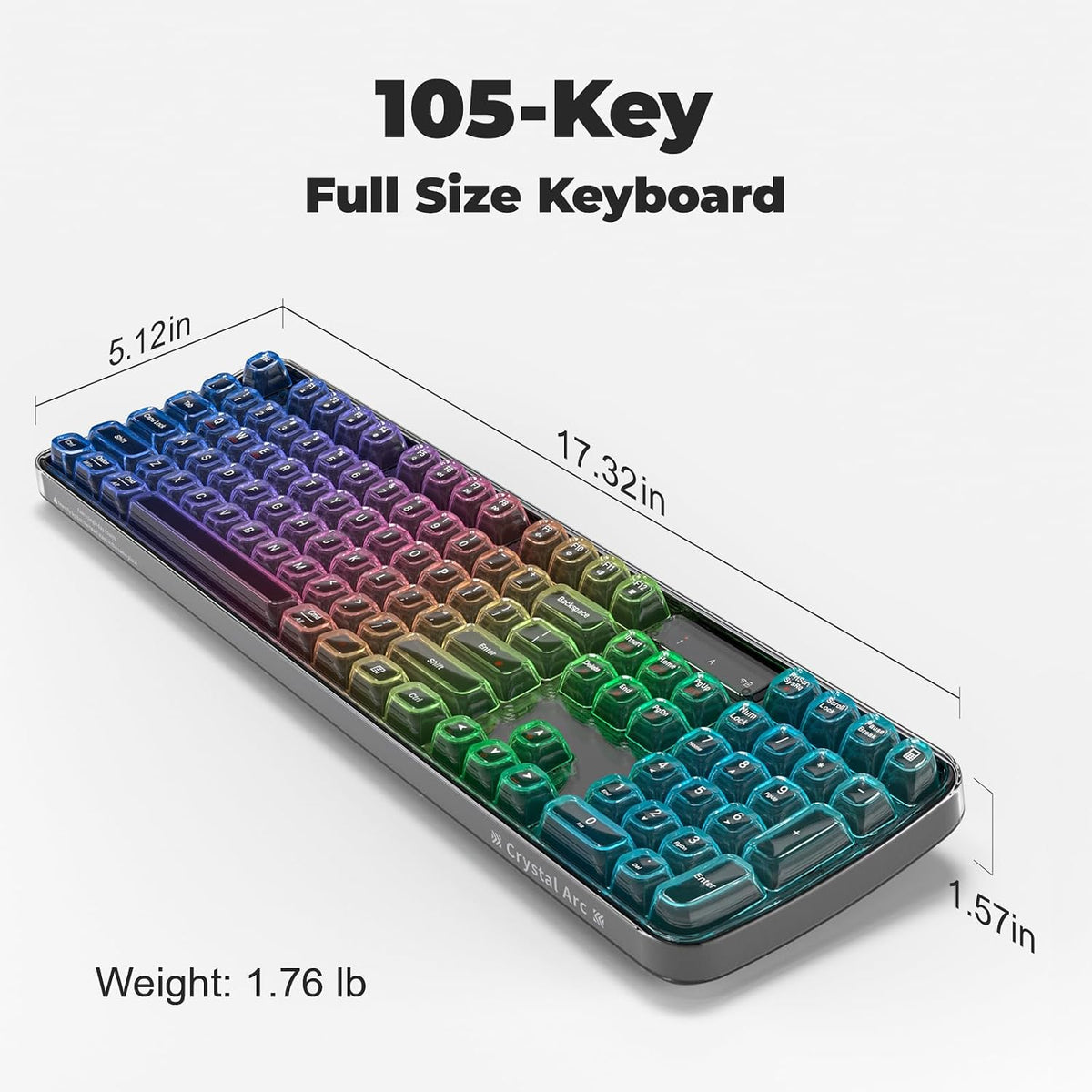 MOFII Clear Curved Ergonomic Wireless Keyboard, Tri-Mode BT5.0/2.4G/USB-C