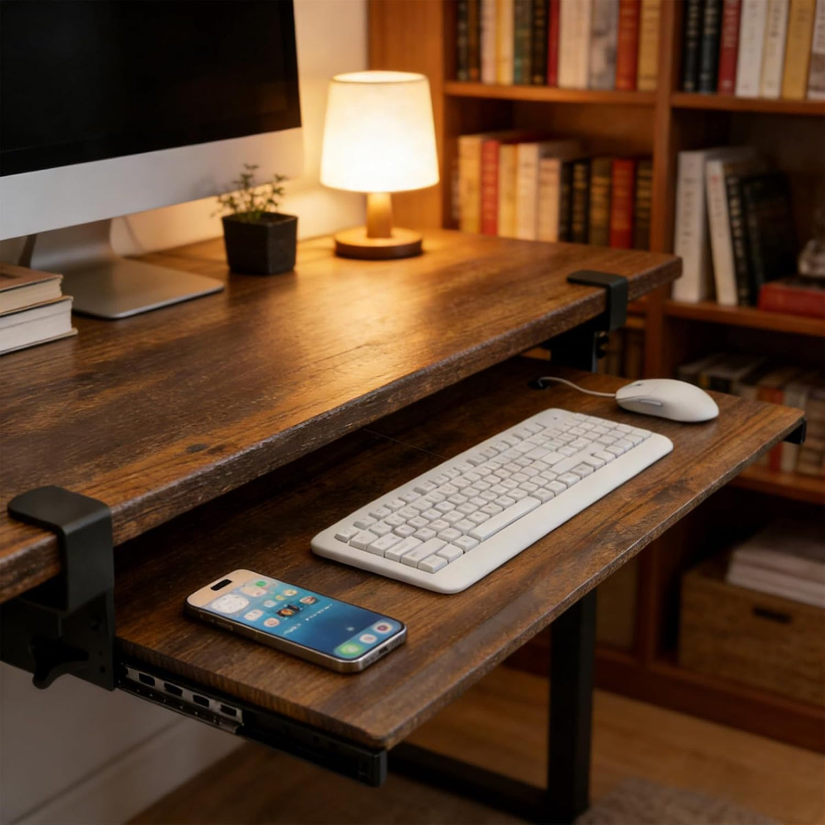 AX WABER Keyboard Tray Under Desk Pull Out with Extra Sturdy C Clamp Mount Sy...