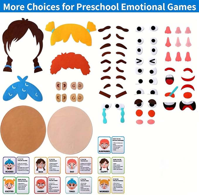 Children's Felt Expression Face DIY Activity Toy, Children's Social Emotional - Image 3