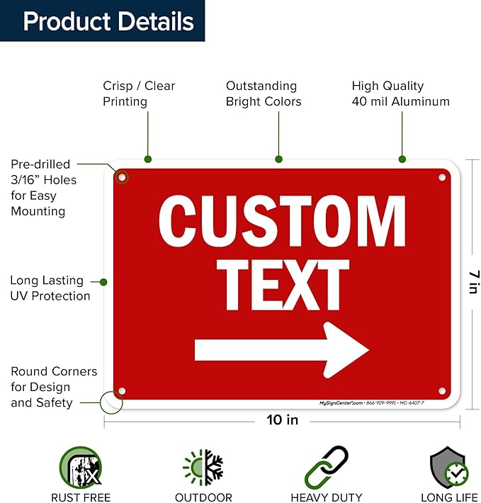 Custom Arrow, Custom Directional Sign, Right Arrow, 7x10 Inches, Rust Free .040 - Image 6